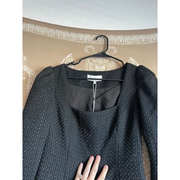 NWT L'Academie The Estelle Mini Dress in Black Tweed - Picture 7 of 11